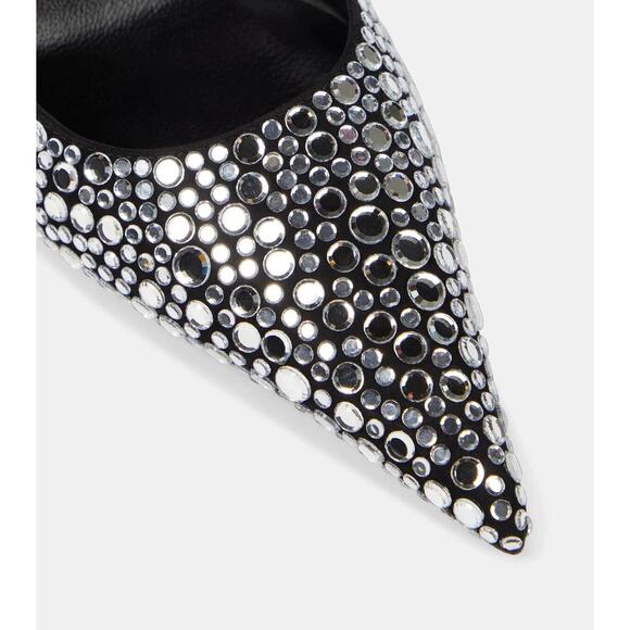 Versace Pumps 40/US 10 Black Crystal Embellished Leather Heel NIB $1,450 - Picture 4 of 14